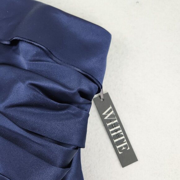White by Vera Wang Dress Womens 2 Blue Satin One Shoulder Formal Maxi Gown NEW - Picture 3 of 11